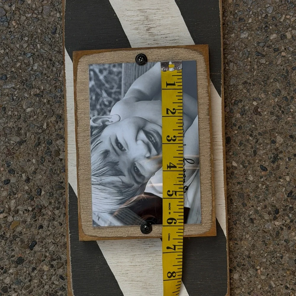 Striped Gray and White Wood Distressed Photo Frame